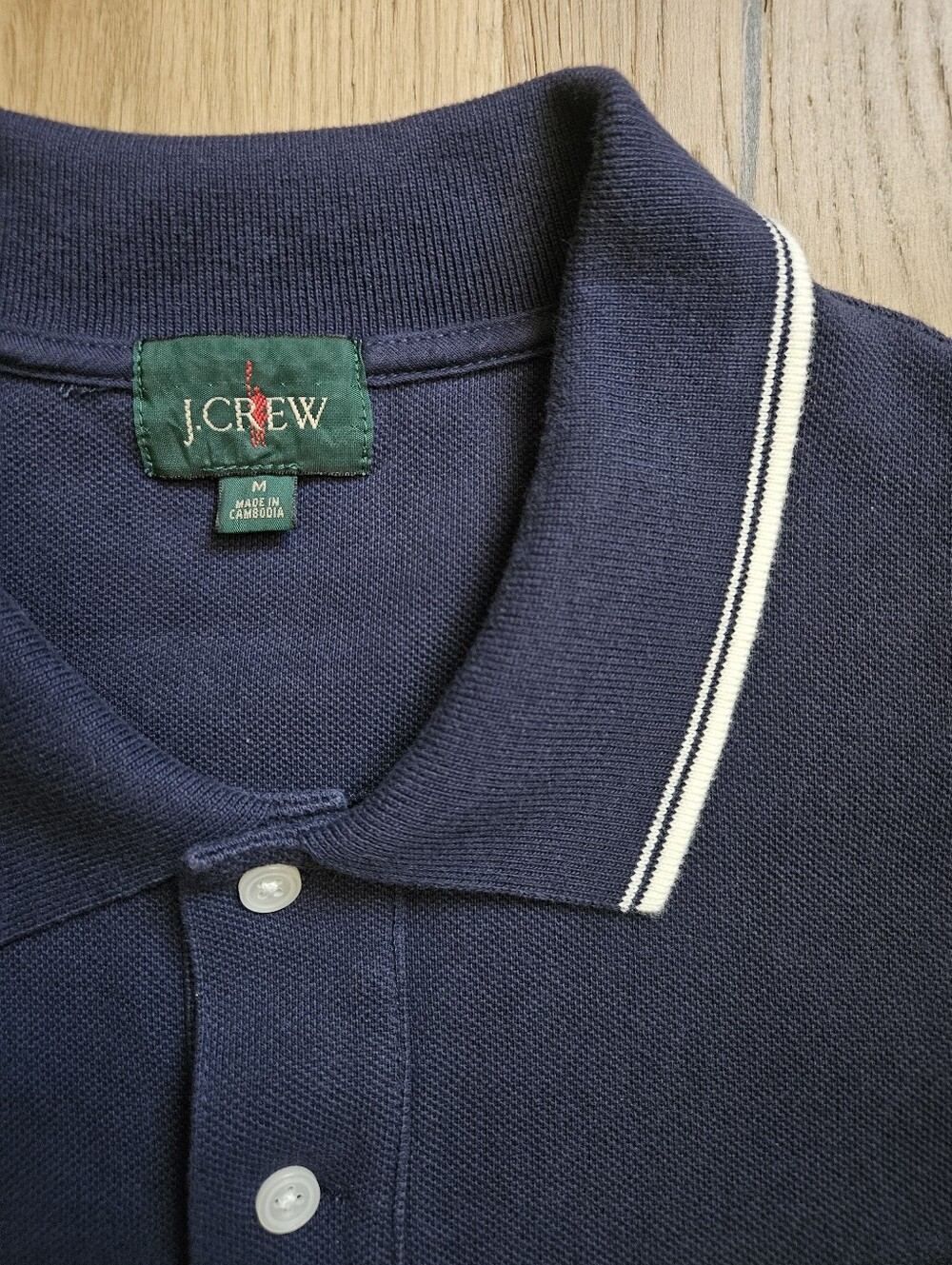 Navy Cotton Pique Polo Size Medium - Picture 2 of 5